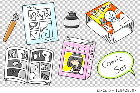 ゆるめシンプル漫画セット　ベタ塗り 118428307