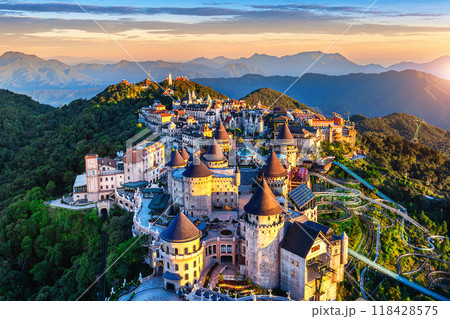Aerial view of French village at bana hills, Da nang, Vietnam. 118428575