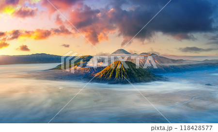 Mount Bromo volcano (Gunung Bromo)in Bromo Tengger Semeru National Park, East Java, Indonesia. Mount Bromo volcano (Gunung Bromo)in Bromo Tengger Semeru National Park, East Java, Indonesia. 118428577