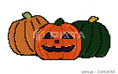 ハロウィンのイメージ ドット絵 ジャックオランタンとかぼちゃの