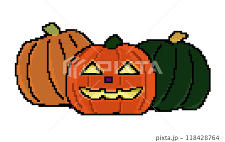 ハロウィンのイメージ ドット絵 ジャックオランタンとかぼちゃの