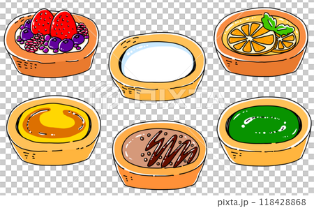 ゆるめシンプルなタルトセット　ベタ塗り 118428868