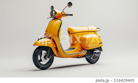Bright yellow delivery scooter isolated on white background ready for urban transport. Generative AI 118429405
