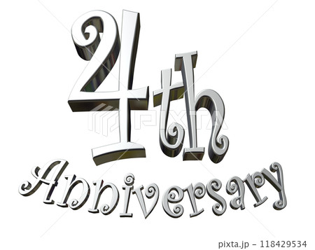 3DCG文字「4th Anniversary/4周年」シルバー,銀 3DCG文字「4th Anniversary/4周年」シルバー,銀 118429534