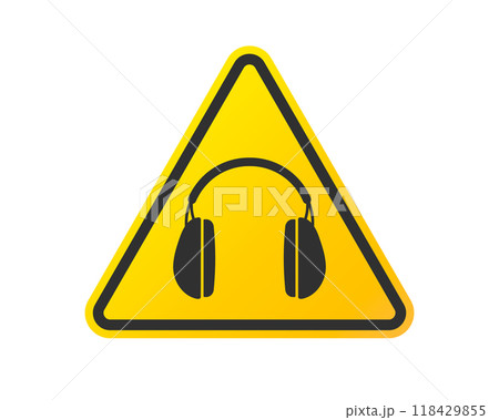 Hearing protection ear muffs icon. Ear safety sign, protective headphones symbol. Vector illustration image.  118429855