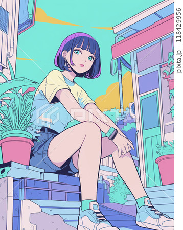 アニメーションイラスト　アーティスティック　少女 118429956