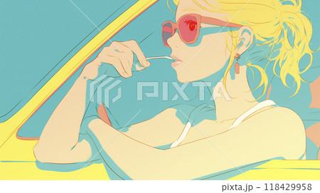 アニメーションイラスト 運転する少女 アニメーションイラスト 運転する少女 118429958