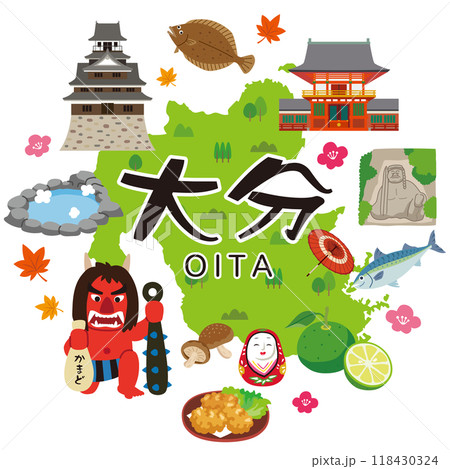 大分　旅行　観光名所　名産品　素材 118430324