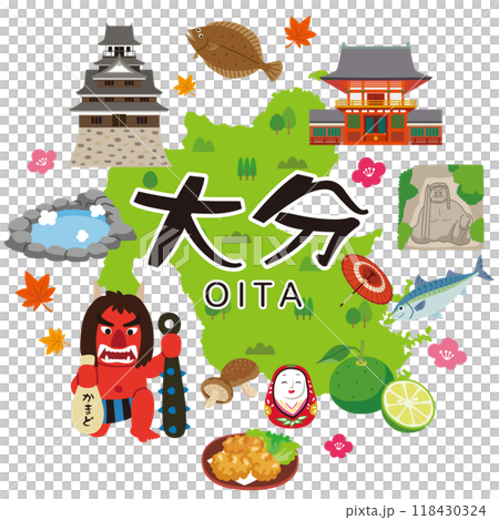 大分　旅行　観光名所　名産品　素材 118430324