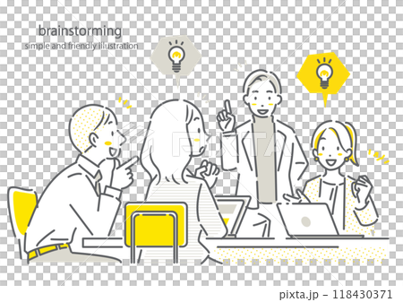 People discussing at a business meeting Simple and stylish line drawing illustration People discussing at a business meeting Simple and stylish line drawing illustration 118430371