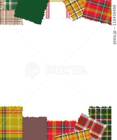 チェック柄の布切れのフレーム　縦型 118430498