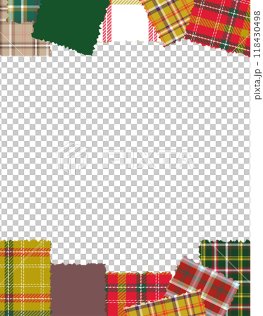 チェック柄の布切れのフレーム　縦型 118430498