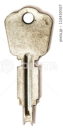 old metal key isolated on white background, high resolution photo old metal key isolated on white background, high resolution photo 118430507