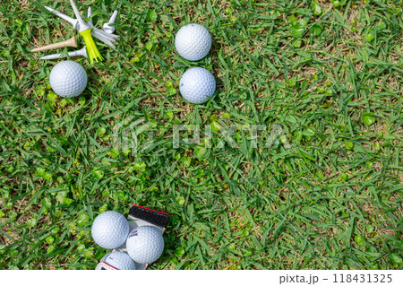 芝の上のゴルフボール 118431325
