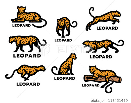 A set of wildcat logos. Leopard, jaguar, cheetah. A set of wildcat logos. Leopard, jaguar, cheetah. 118431459