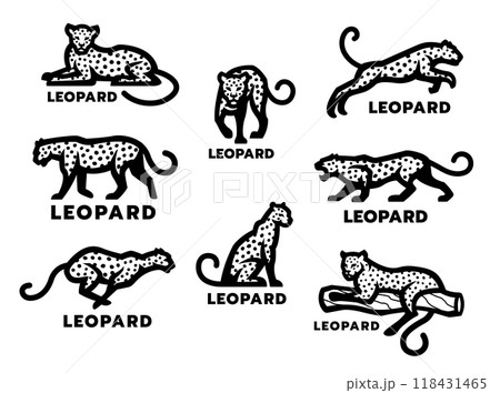 A set of wildcat logos. Leopard, jaguar, cheetah. A set of wildcat logos. Leopard, jaguar, cheetah. 118431465