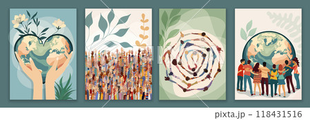 Poster template with group of people of diverse culture in a circle holding hands together and cooperating for an eco and clean environment and earth.Community. Environmental Protection Poster template with group of people of diverse culture in a circle holding hands together and cooperating for an eco and clean environment and earth.Community. Environmental Protection 118431516