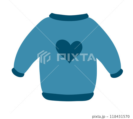 Winter sweater with heart design. Vector flat illustration. Winter sweater with heart design. Vector flat illustration. 118431570