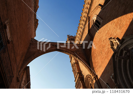 Gothic Architecture of Palermo Cathedral with Dramatic Shadows 118431670