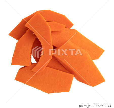 pieces of pumpkin isolated on white 118432253