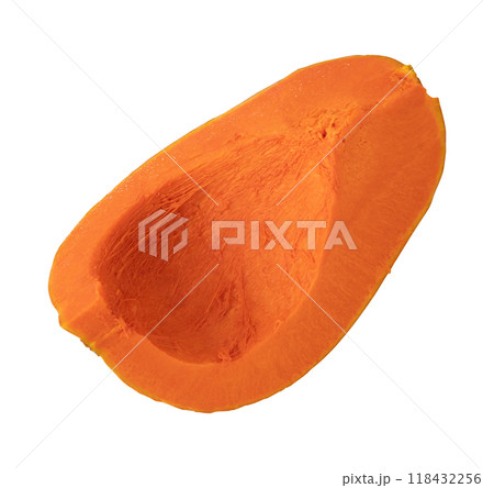 piece of pumpkin isolated on white, top view 118432256