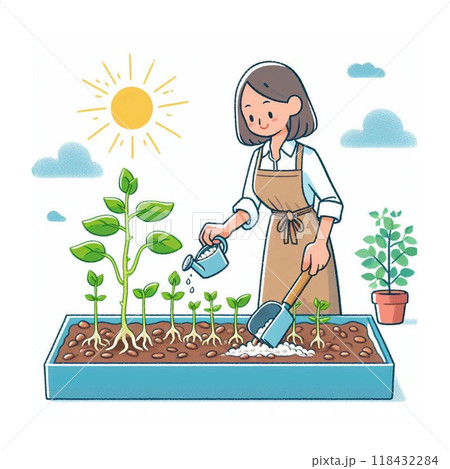 植物を育てる女性 植物を育てる女性 118432284