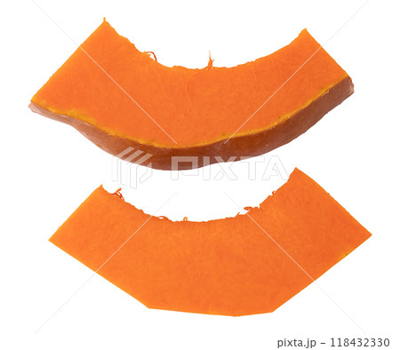 slices of pumpkin isolated on white 118432330