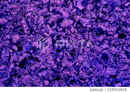 Purple abstract ash.Blurred burnt coals and firewood from a fire Purple abstract ash.Blurred burnt coals and firewood from a fire 118432628