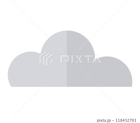A simple gray cloud shape with a slight gradient from light to dark. Ideal for weather themes, minimalistic designs, web icons, mobile app graphics, and educational materials. Clean vector style 118432701