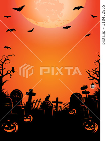 ハロウィン・ハロウィーン  縦長ポスターサイズ テンプレートイラスト (文字なし) 118432855
