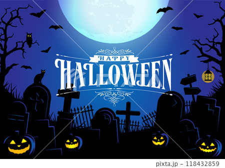 ハロウィン・ハロウィーン  横長ポスターサイズ テンプレートイラスト (ロゴあり) 118432859