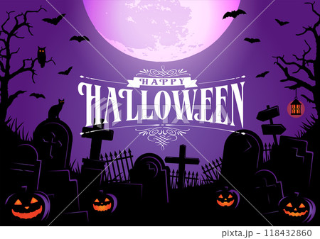 ハロウィン・ハロウィーン  横長ポスターサイズ テンプレートイラスト (ロゴあり) 118432860