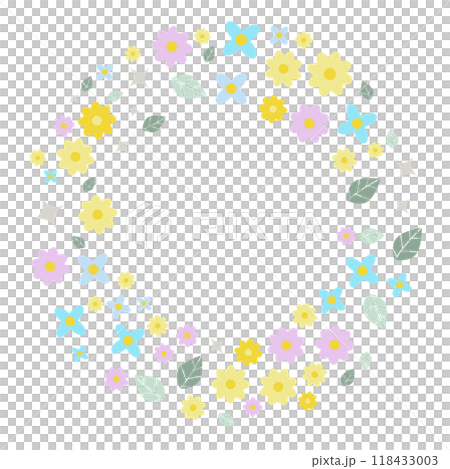 Cute botanical frame with colorful flowers and leaves 118433003