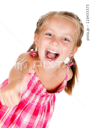 girl with thumbs girl with thumbs 118433373