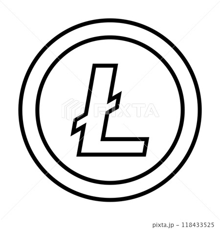 Litecoin minimalist design featuring a stylized L at the center surrounded by double line circle. Ideal for cryptocurrency, logos, digital art, financial graphics, tech icons, litecoin vector designs Litecoin minimalist design featuring a stylized L at the center surrounded by double line circle. Ideal for cryptocurrency, logos, digital art, financial graphics, tech icons, litecoin vector designs 118433525