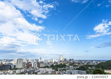 仙台城跡（青葉城）から見た秋の仙台市街　俯瞰　仙台市青葉区 118434057