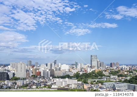 仙台城跡（青葉城）から見た秋の仙台市街　俯瞰　仙台市青葉区 118434078