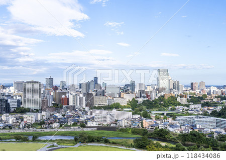 仙台城跡(青葉城)から見た秋の仙台市街 俯瞰 仙台市青葉区 仙台城跡(青葉城)から見た秋の仙台市街 俯瞰 仙台市青葉区 118434086