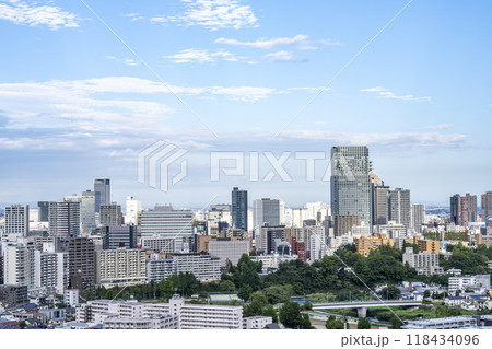 仙台城跡（青葉城）から見た秋の仙台市街　俯瞰　仙台市青葉区 118434096