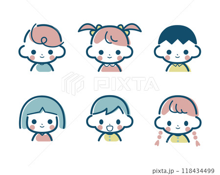 男の子と女の子のシンプルなアイコンセット 118434499