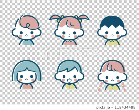 男の子と女の子のシンプルなアイコンセット 118434499