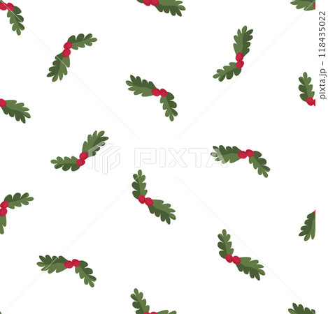 White Background Holly Leaves Pattern White Background Holly Leaves Pattern 118435022