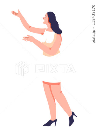 Happy Woman in Modern Outfit Illustration 118435170