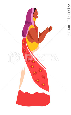 Woman in Colorful Sari Vector Art Woman in Colorful Sari Vector Art 118435172