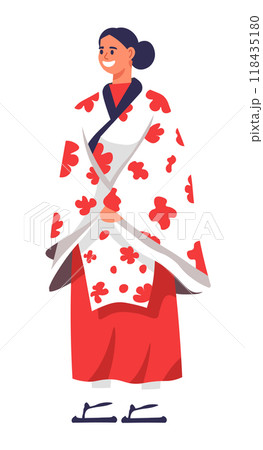 Japanese Woman in Kimono Illustration 118435180