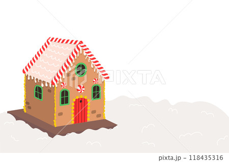 Christmas banner template with gingerbread house. Christmas banner template with gingerbread house. 118435316