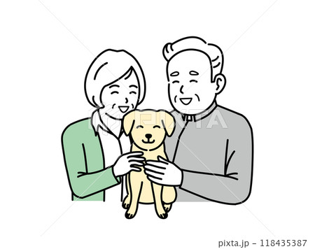 犬を飼う老夫婦のイラスト 犬を飼う老夫婦のイラスト 118435387