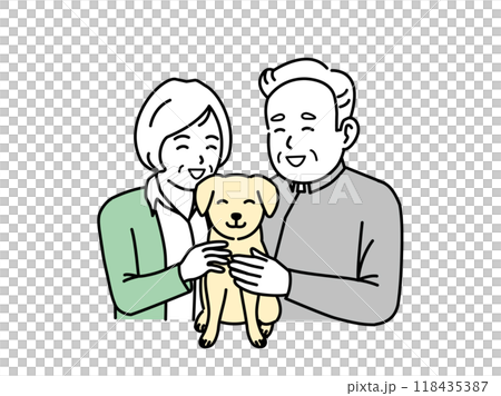 犬を飼う老夫婦のイラスト 犬を飼う老夫婦のイラスト 118435387