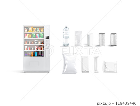 Blank white vending machine with food and drink mockup, isolated Blank white vending machine with food and drink mockup, isolated 118435440
