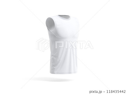 Blank white sleeveless shirt mockup, side view 118435442